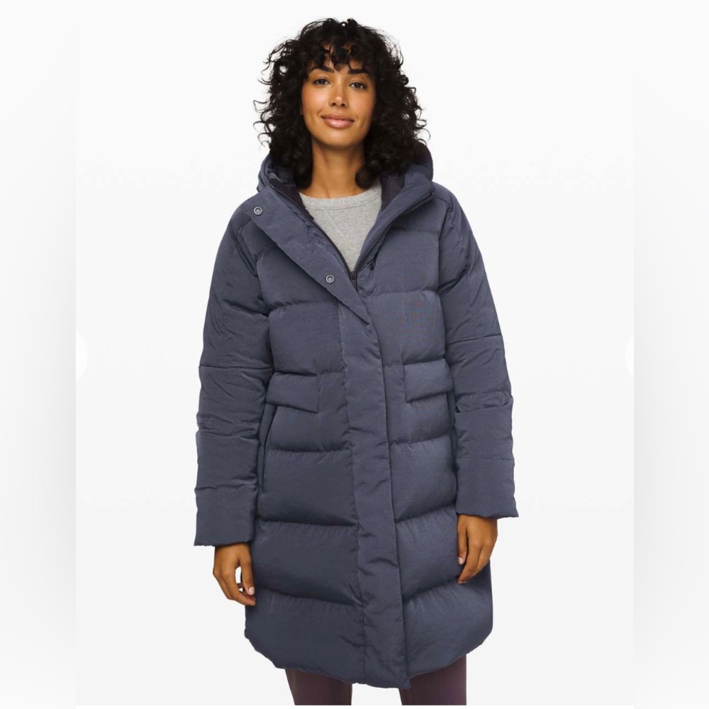 LULULEMON In A Flurry Parka Stone Blue Puffer Coat Goose Down Size 6